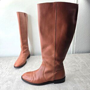 J. Crew Equestrian Boots Size 7.5 Brown Leather Knee High Tall Western Riding